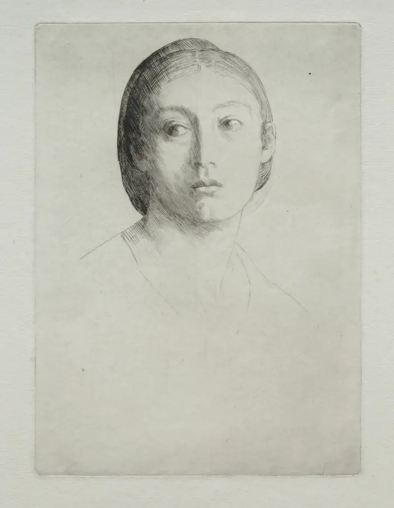 Huvud av en ung flicka av Alphonse Legros