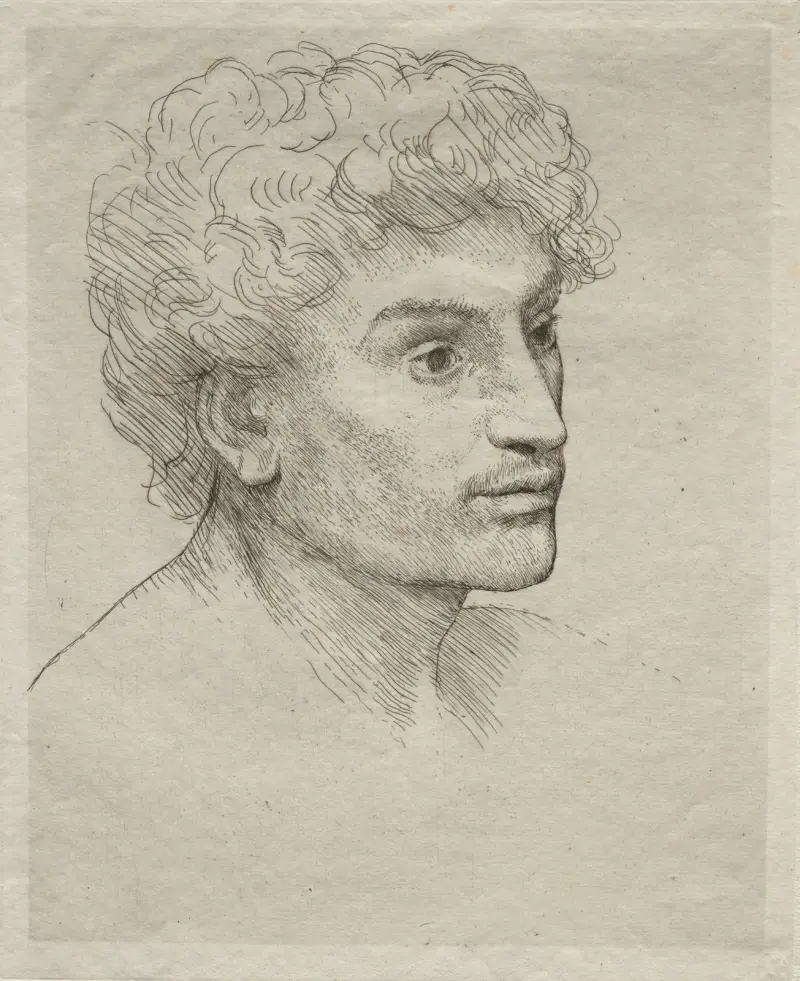 Ung mans huvud av Alphonse Legros