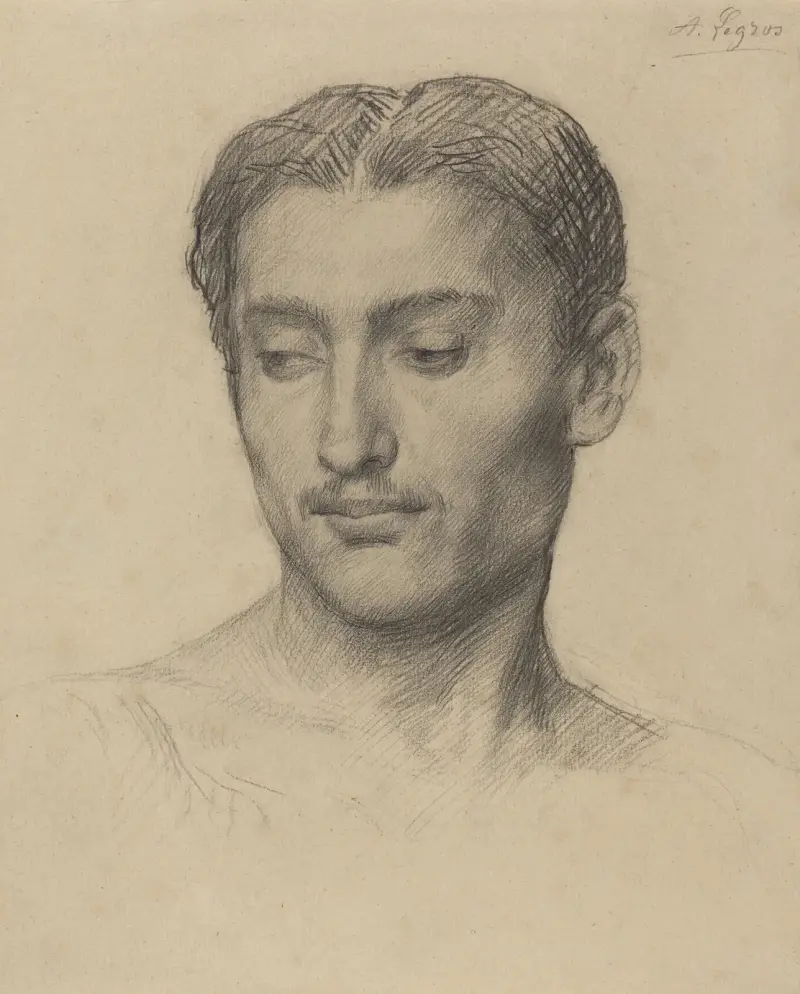 Ung mans huvud av Alphonse Legros