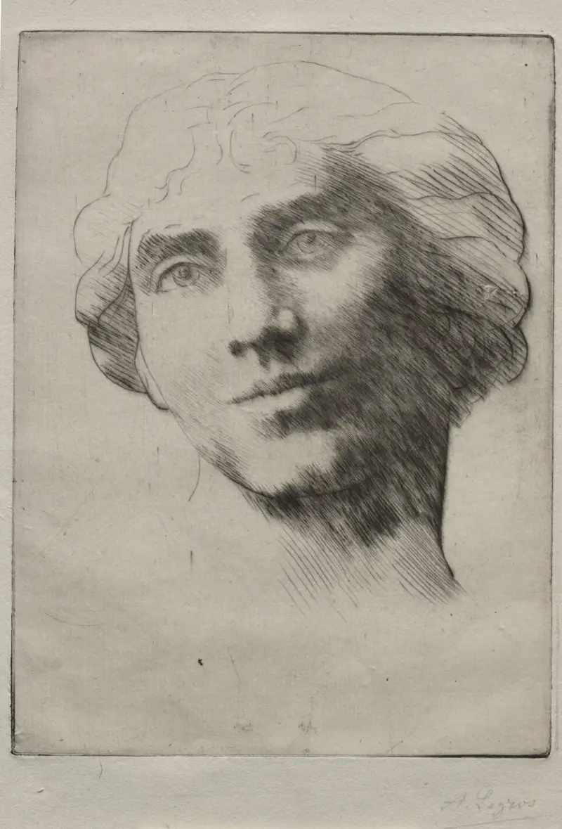 Ung kvinnas huvud av Alphonse Legros