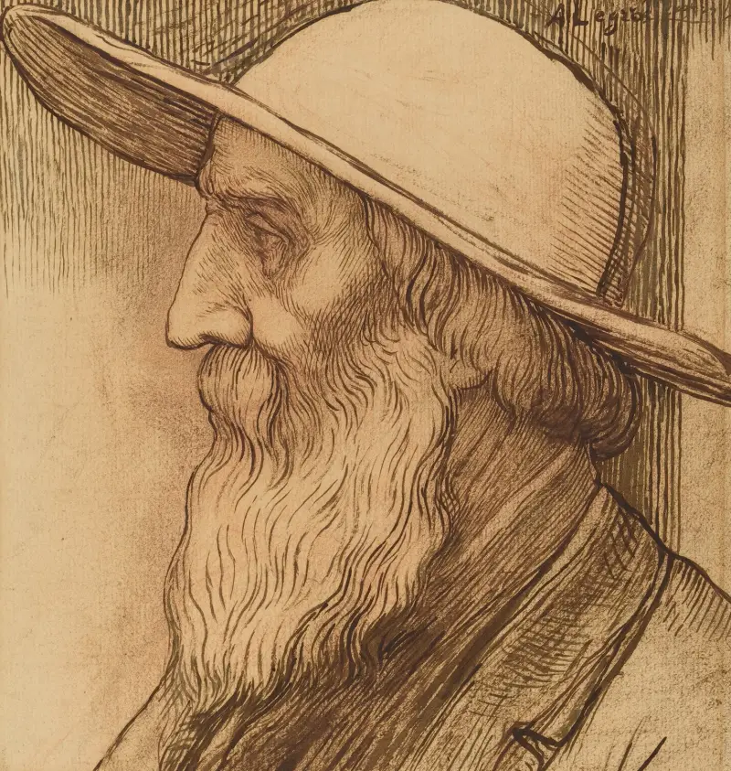 Bildnis eines alten Mannes mit breitkrempigem Hut von Alphonse Legros