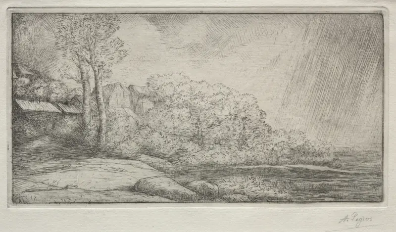 Landskap med två träd av Alphonse Legros