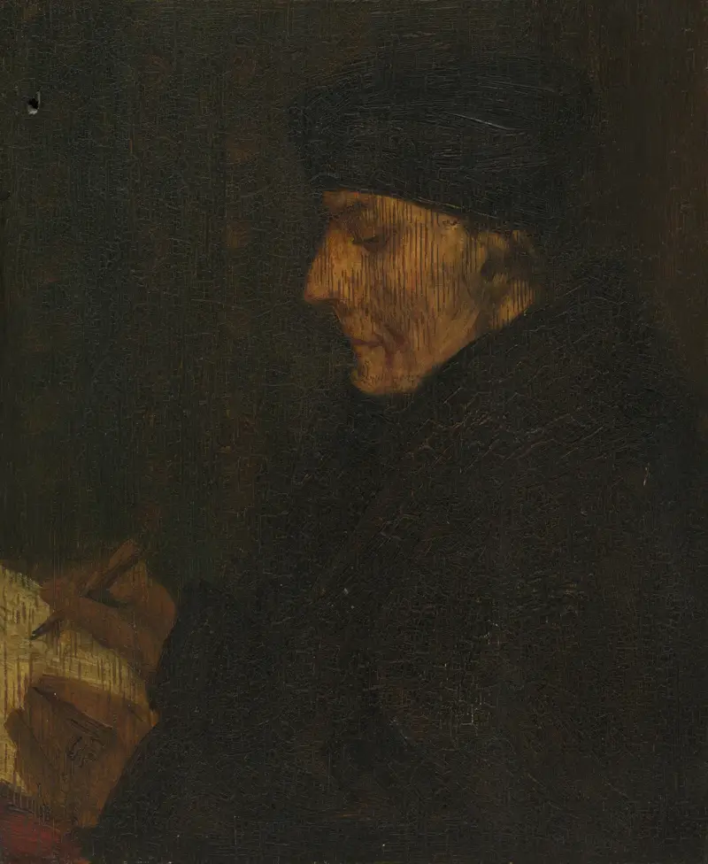 Minnesbild av Holbeins Erasmus av Alphonse Legros