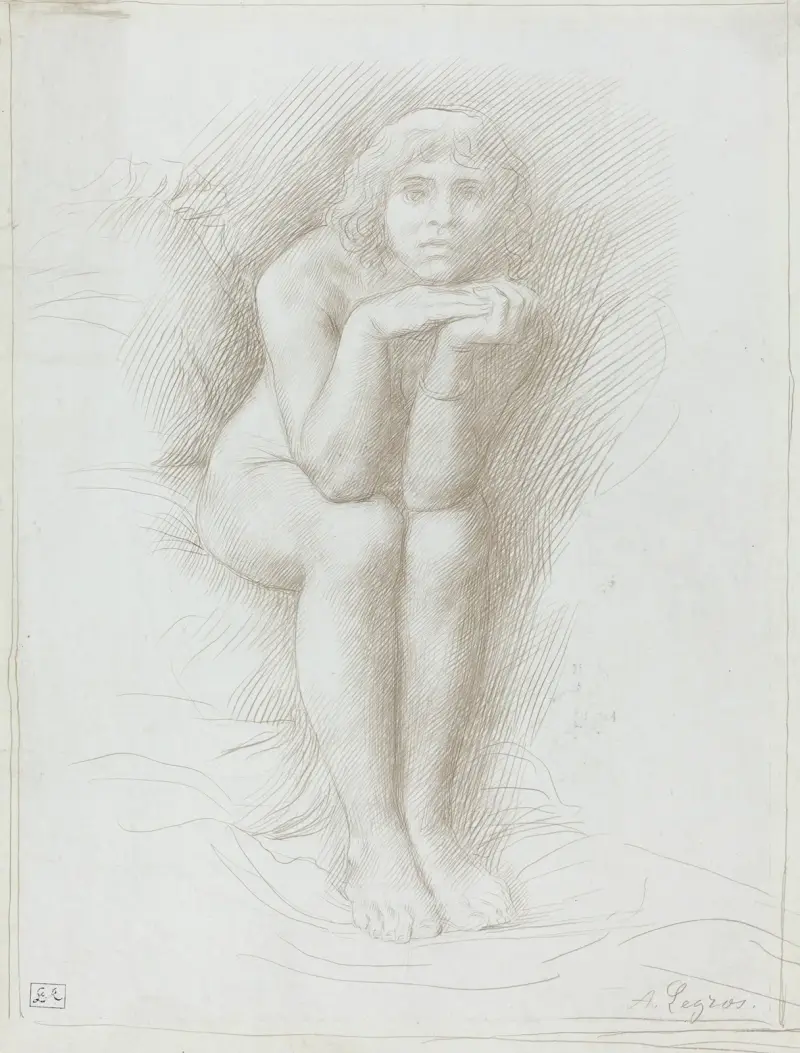 Sitzendes Aktmodell von Alphonse Legros