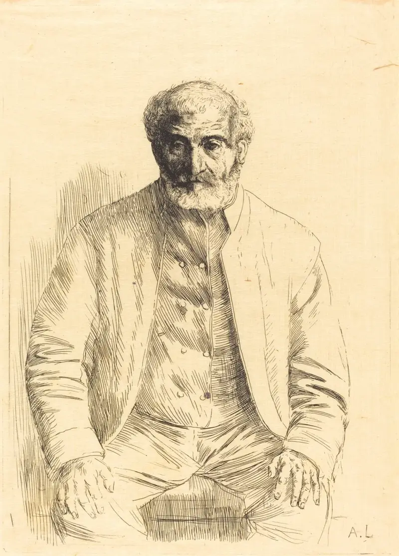 Gammal man sittande av Alphonse Legros