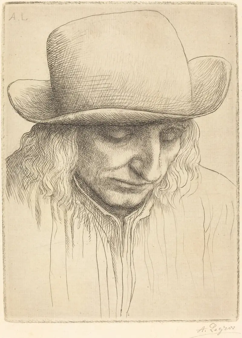 Bonde i rund hatt av Alphonse Legros