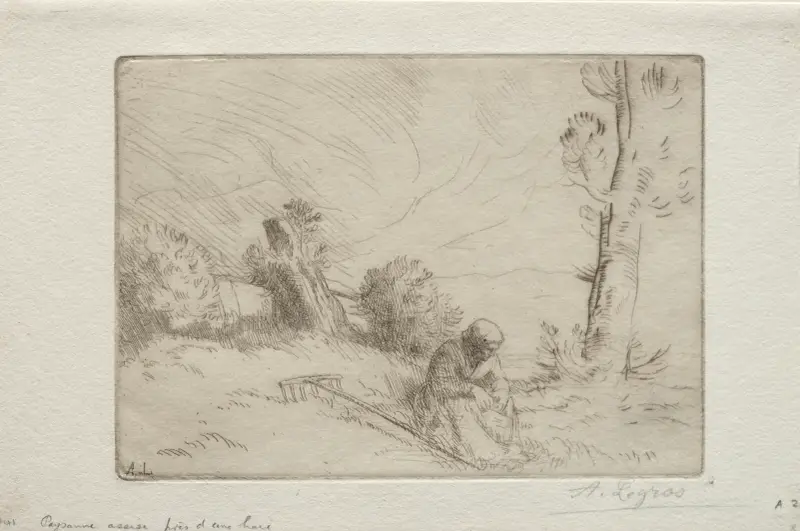 Bonde vid en stengärdsgård av Alphonse Legros