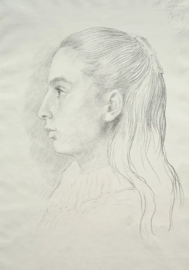 Porträtt av Mlle. Nora E. Legros av Alphonse Legros