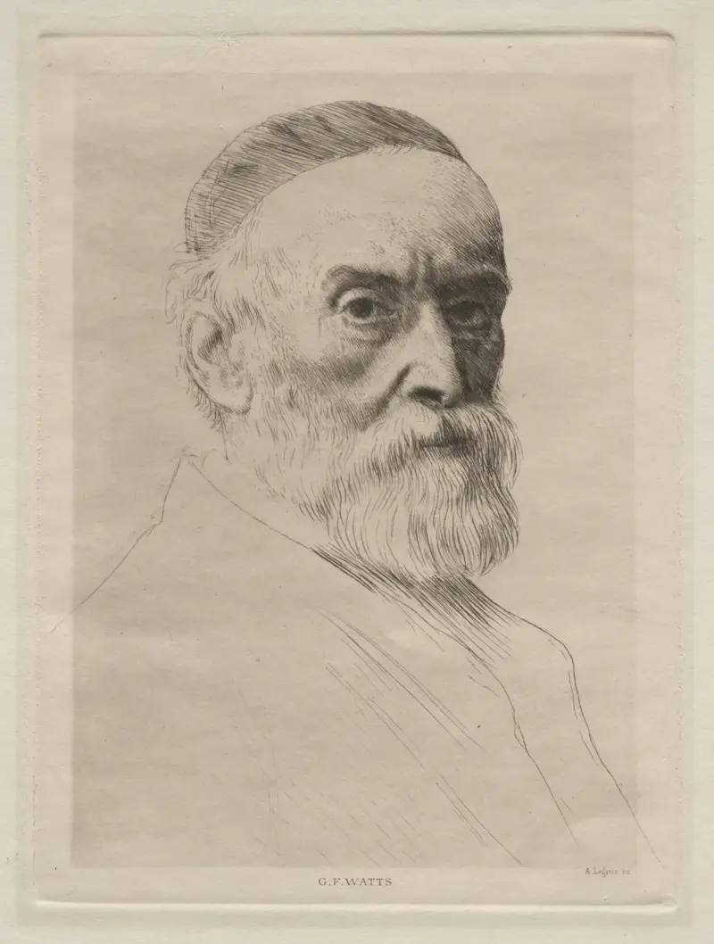 Porträtt av George Frederic Watts av Alphonse Legros