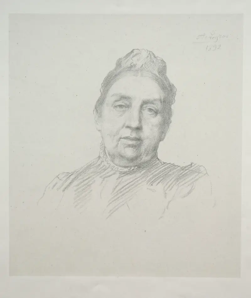 Porträtt av Madame Kemp, framifrån av Alphonse Legros