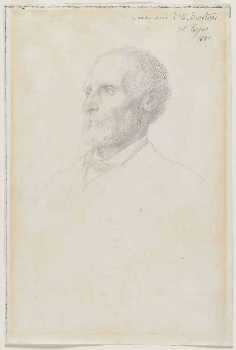 Porträtt av Sir Frederick W. Burton, direktör för National Gallery, London av Alphonse Legros