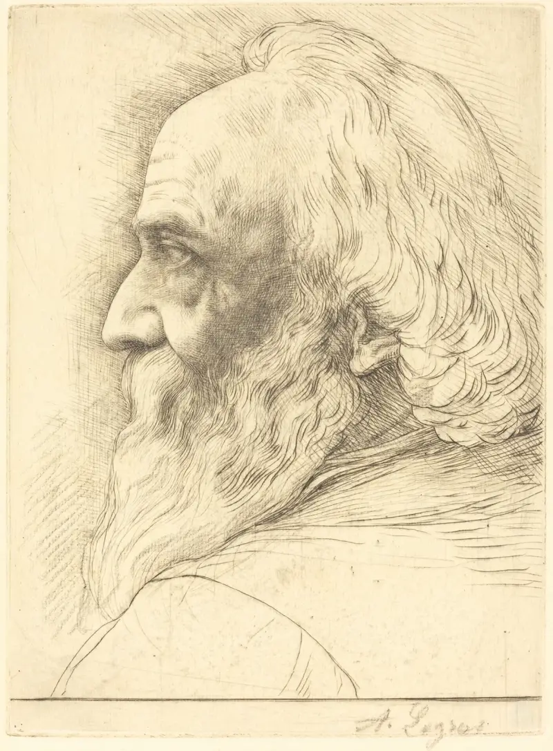 Självporträtt, 12:e plåten av Alphonse Legros