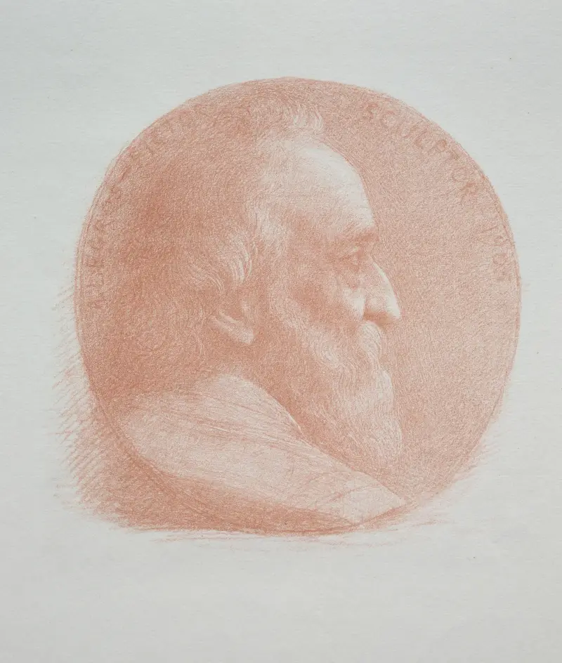 Självporträtt, medaljong nr 2 av Alphonse Legros