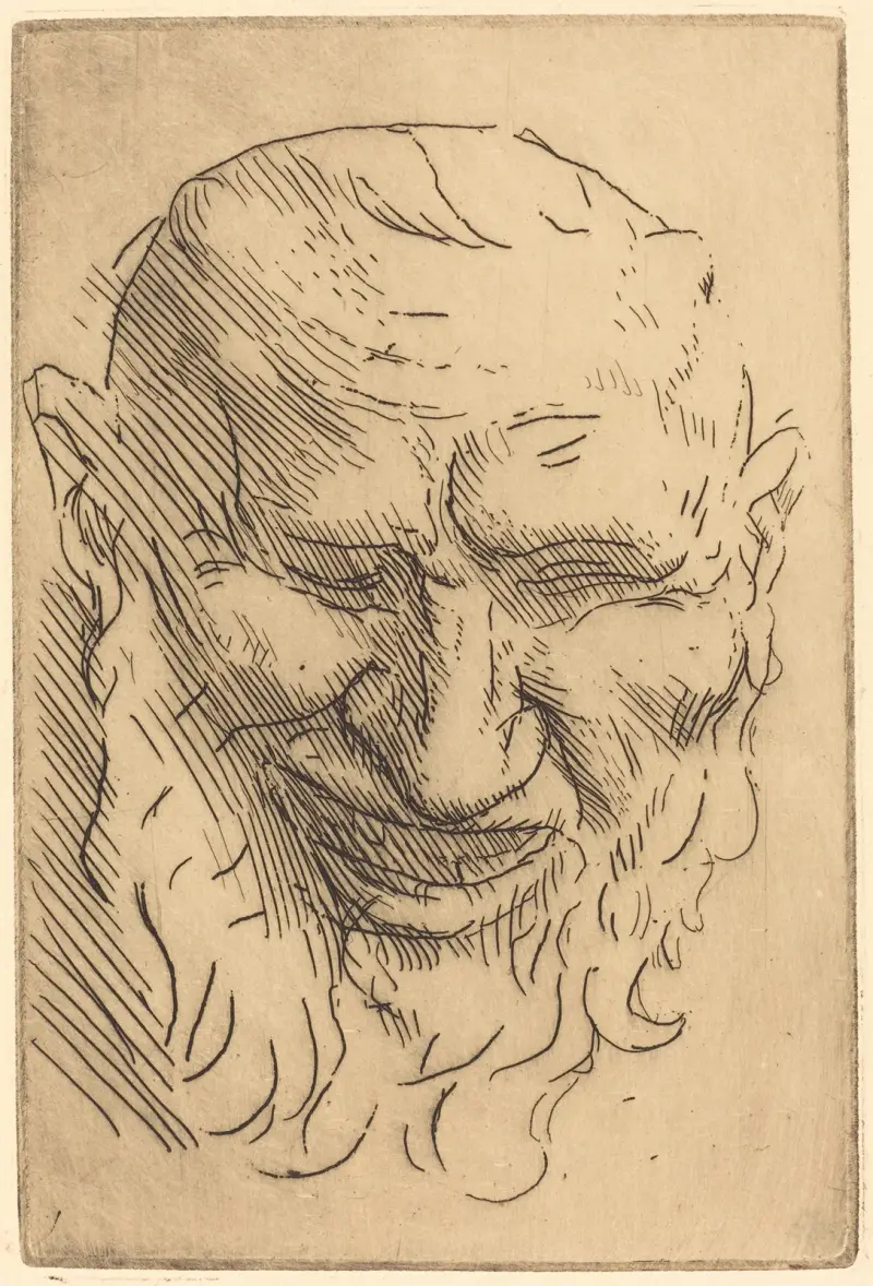 Liten satyrmask av Alphonse Legros