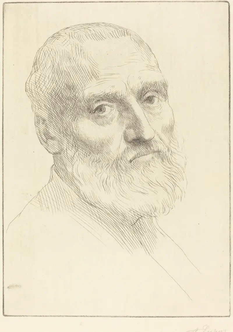 Studie för manshuvud av Alphonse Legros