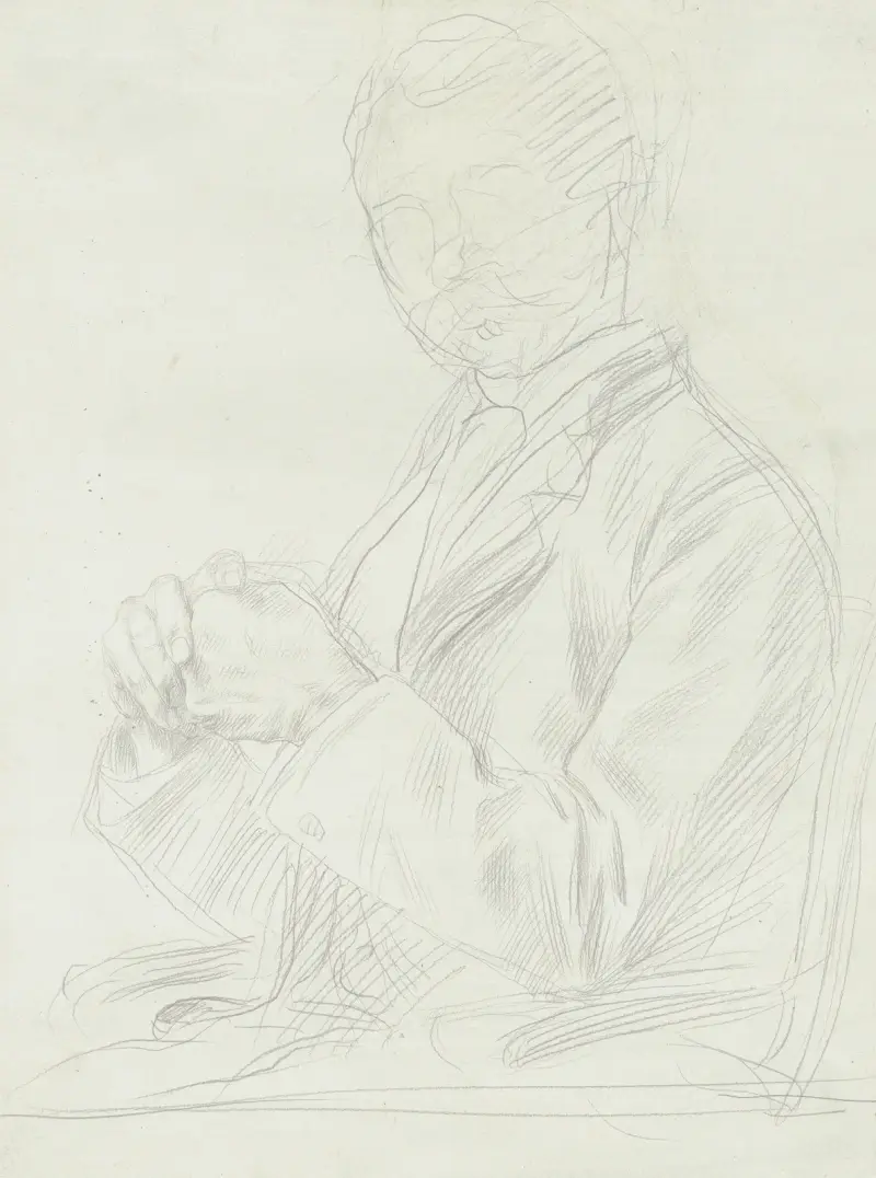 Studie till porträtt av Edward D. Adams av Alphonse Legros