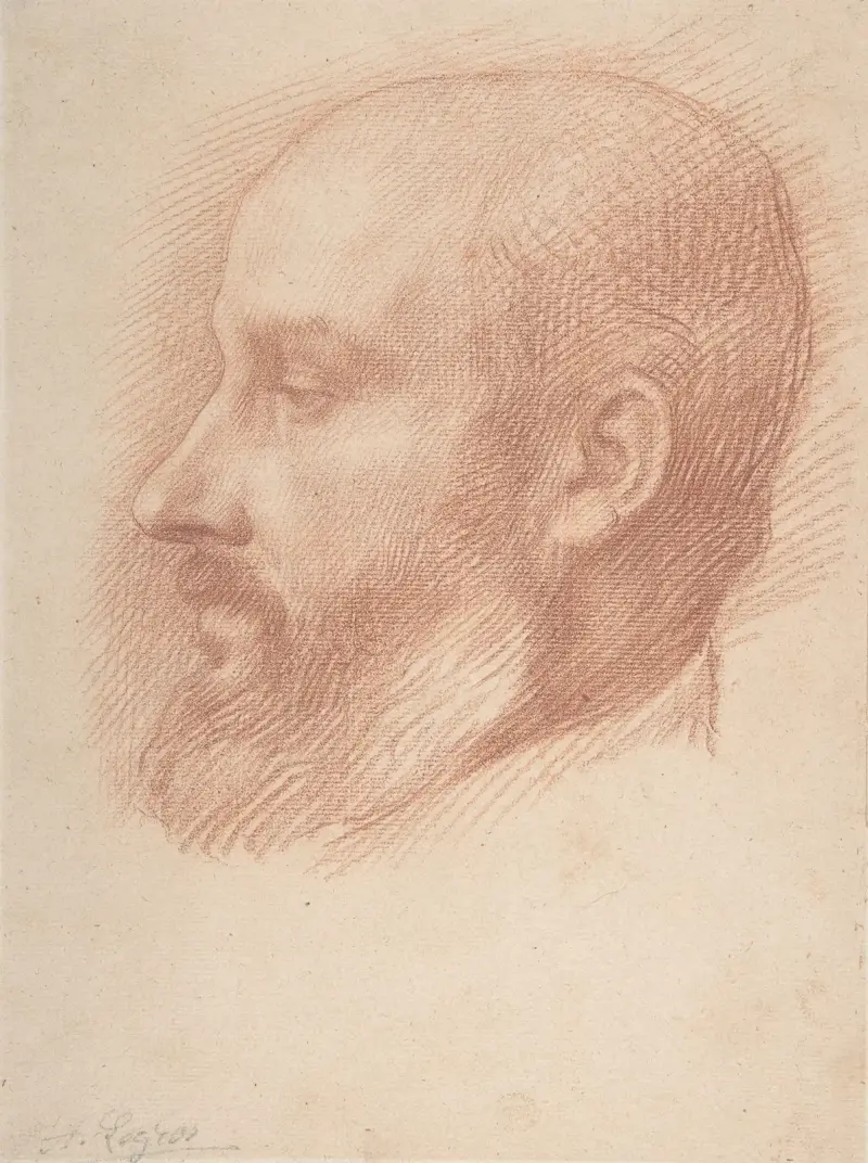 Studie av ett manshuvud av Alphonse Legros