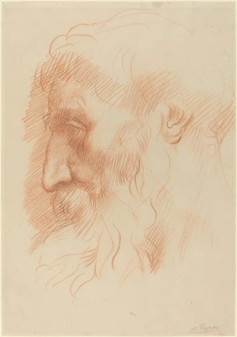 Studie av en mans huvud (recto) av Alphonse Legros