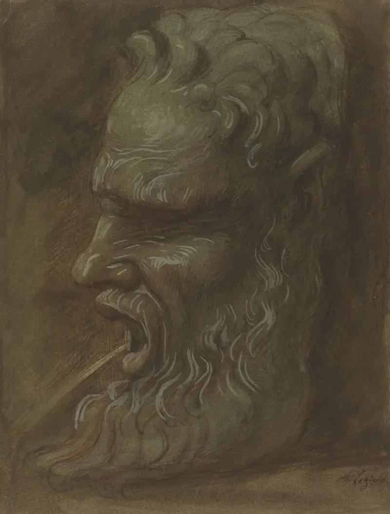 Studie av en mask av Alphonse Legros