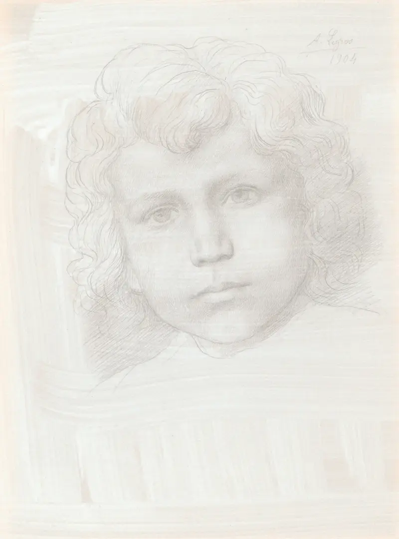 Study of Cupid (Head of a Girl) av Alphonse Legros