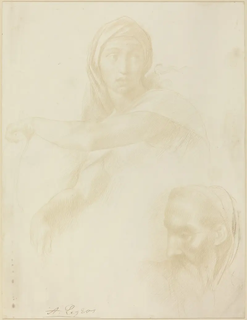 Studie av den delphiska sibyllan; manshuvud av Alphonse Legros