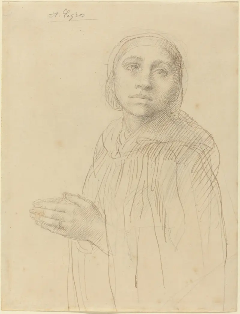 Studie av bedjande kvinna av Alphonse Legros