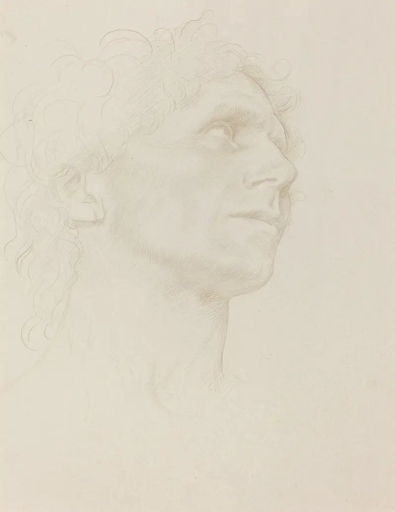 Studie av kvinnohuvud, vänt åt höger av Alphonse Legros