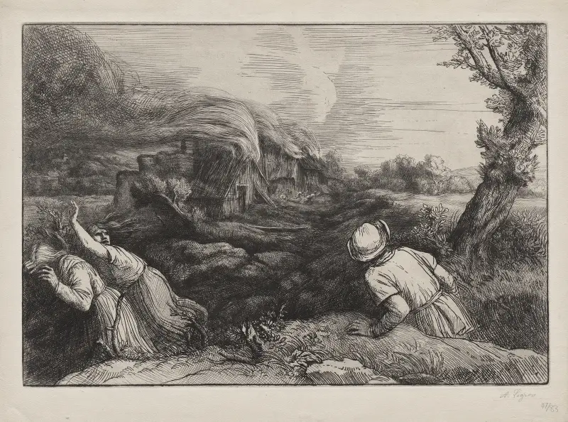 Byn i lågor av Alphonse Legros