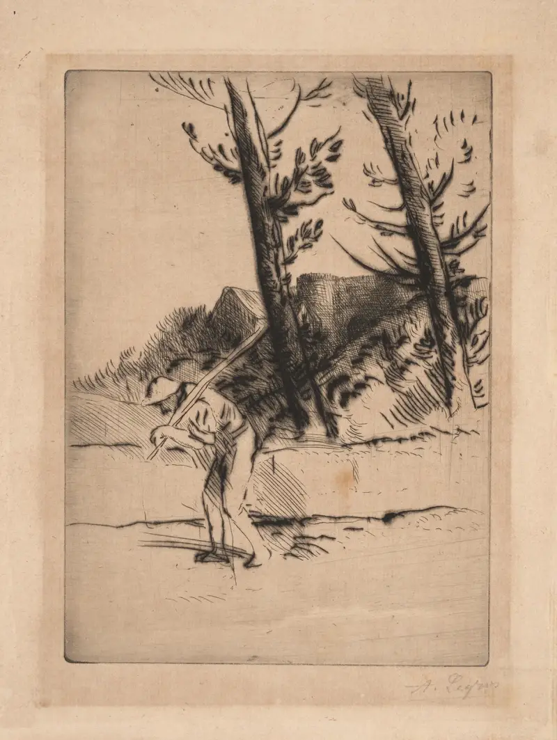 Traveler with pole over shoulder av Alphonse Legros