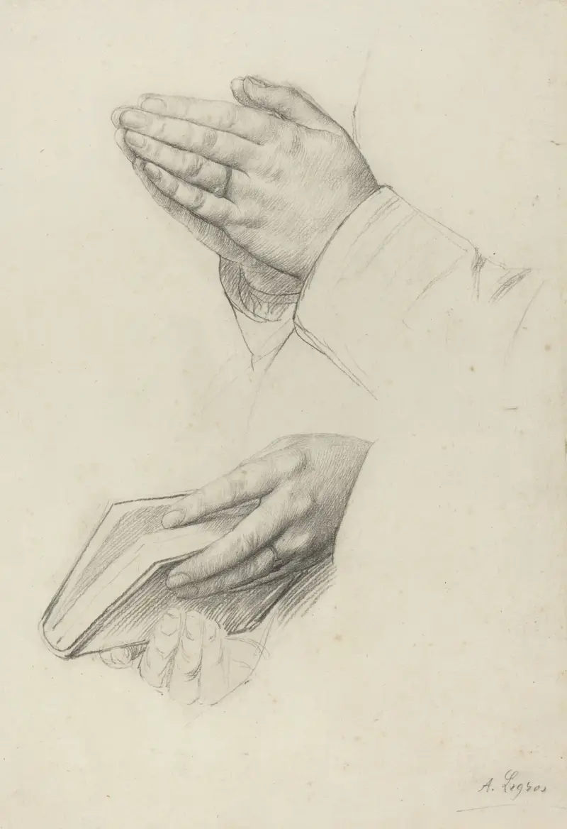 Två handstudier av Alphonse Legros