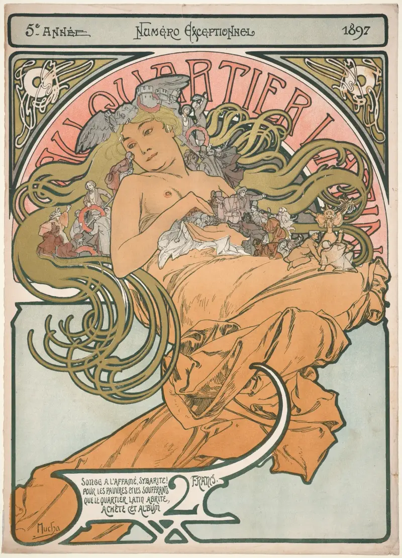 Au Quartier Latin, 1897, Alphonse Mucha