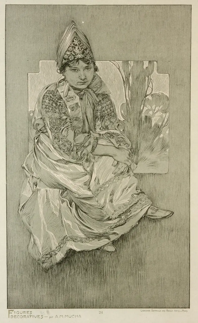 Dekorative Figuren von Alphonse Mucha