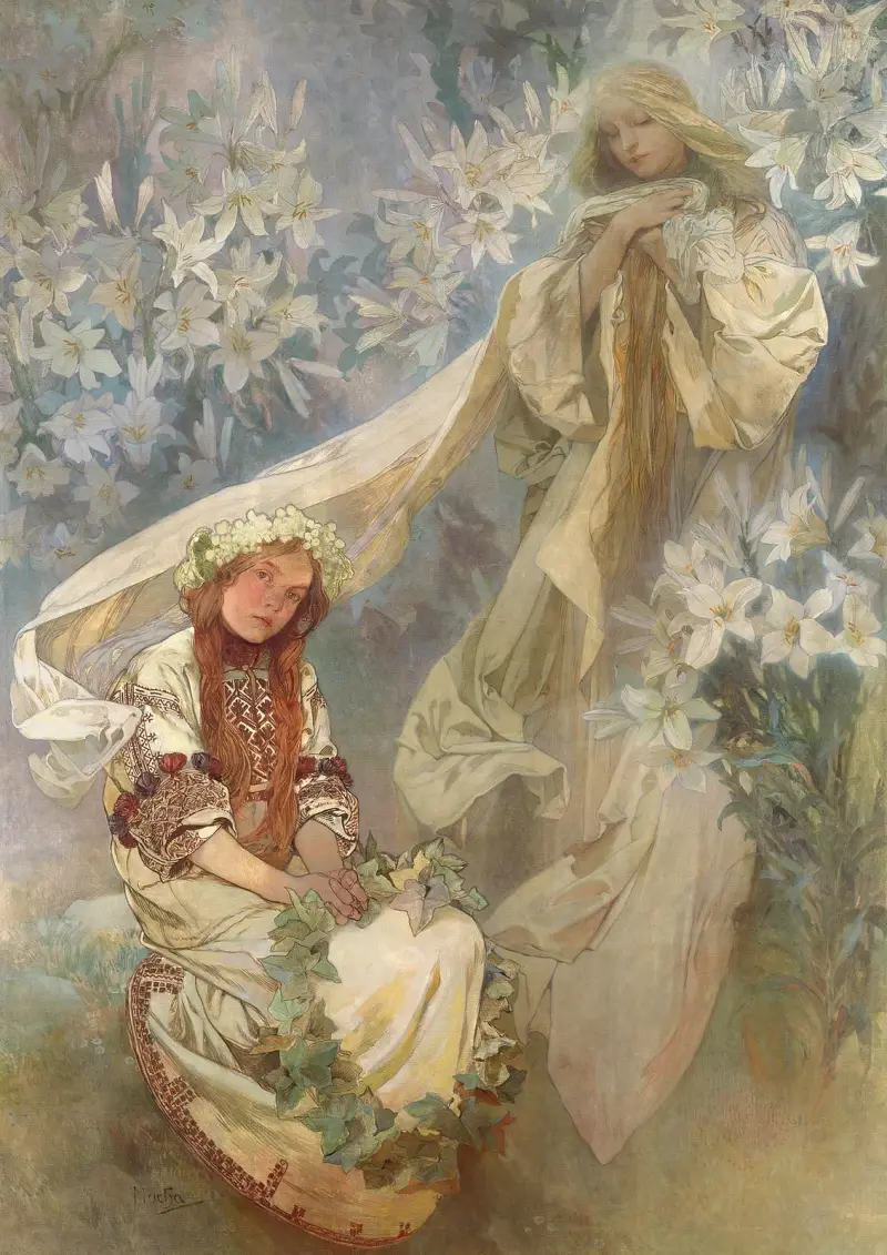 Madonnan med liljorna av Alphonse Mucha