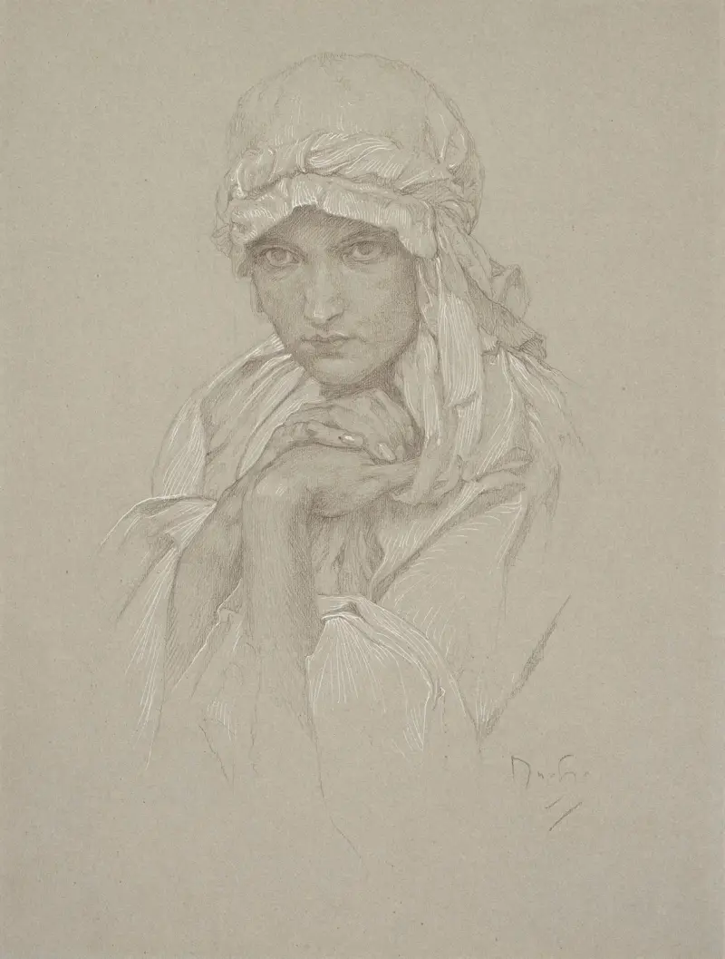 Portrait of the Artist’s Daughter in Slavic Dress av Alphonse Mucha