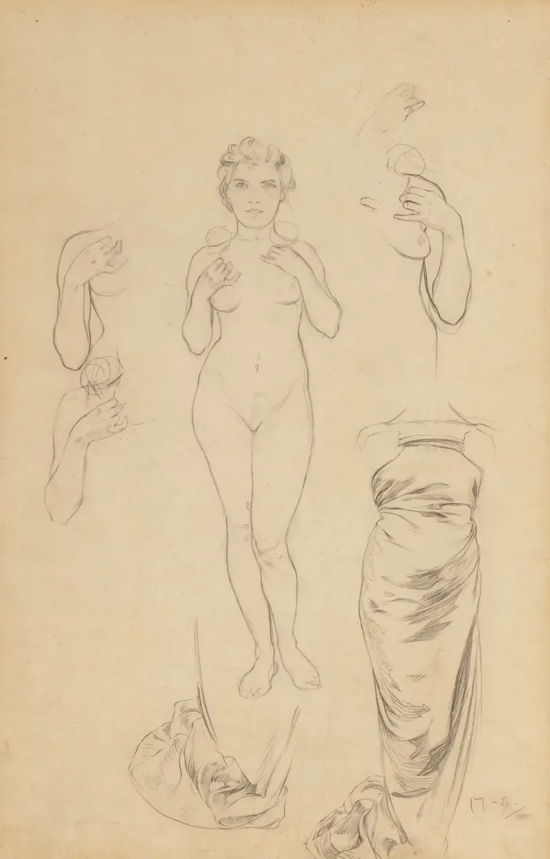 Vorentwurf für „Die Rose“ von Alphonse Mucha
