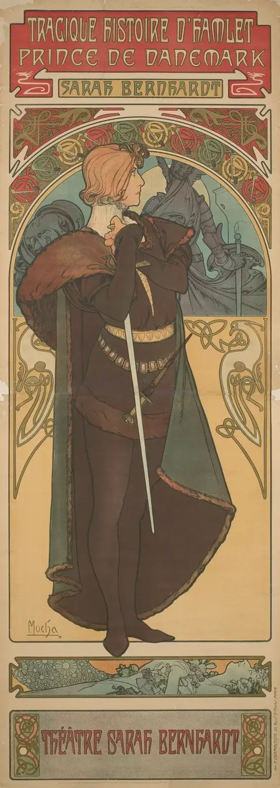 Sarah Bernhardt jako Hamlet, Alphonse Mucha