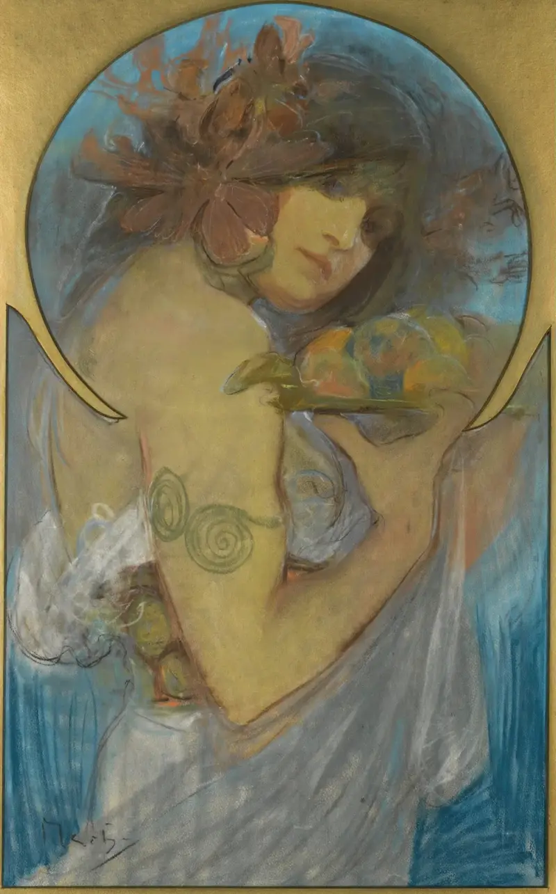 Studie für ein Plakat; Obst von Alphonse Mucha