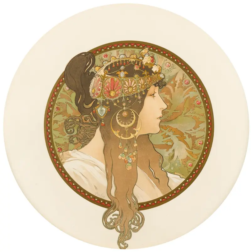 Byzantské hlavy (Bruneta), 1897 – Nr. 2, Alphonse Mucha