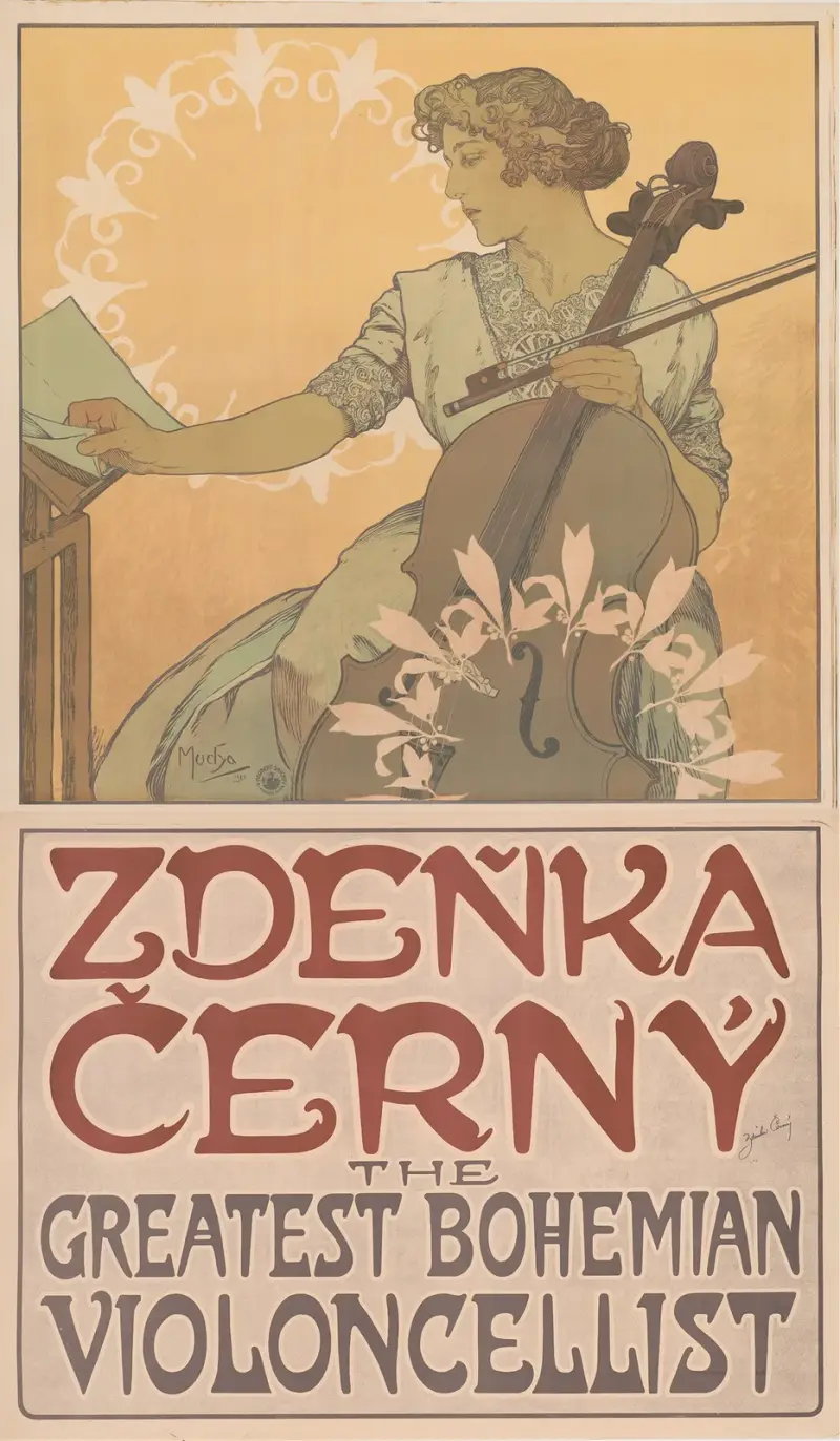 Zdeňka Černý The greatest Bohemian violoncellist av Alphonse Mucha