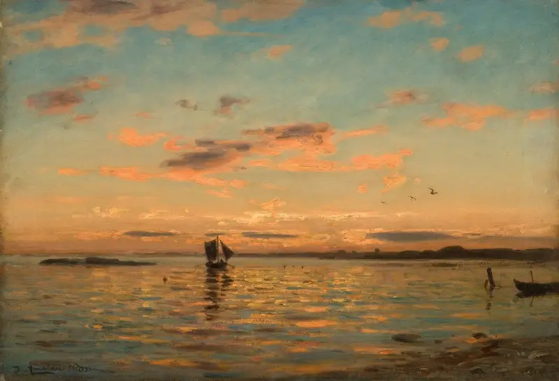 Aftenstemning, Kristianiafjorden av Amaldus Nielsen