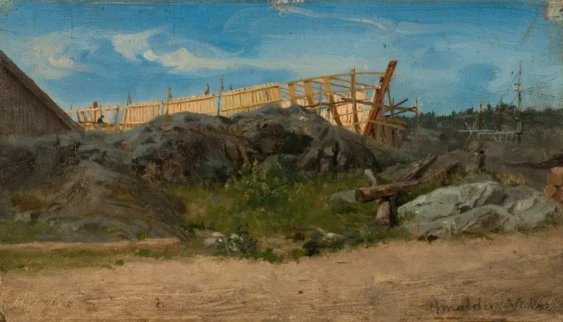 Båtbyggeri, Lillesand av Amaldus Nielsen