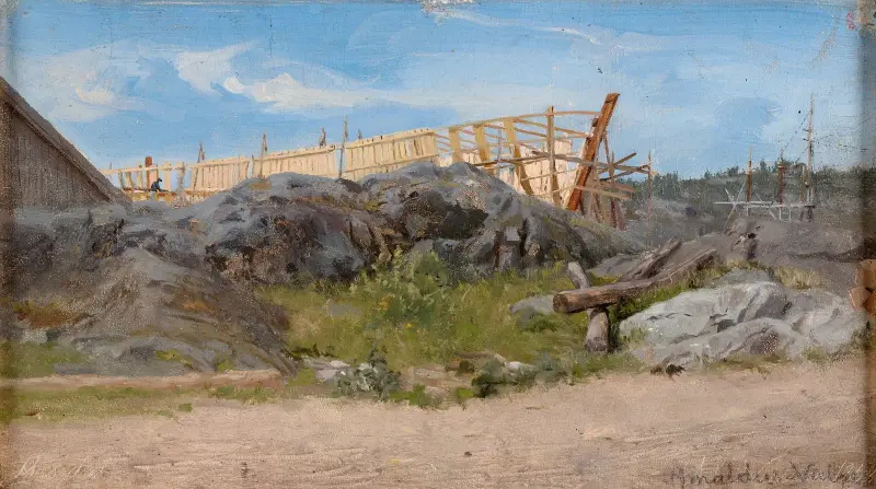 Båtbyggeri, Lillesand av Amaldus Nielsen