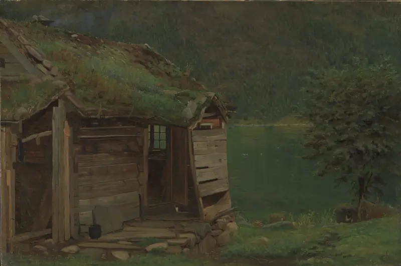 Farmhouse at Balestrand av Amaldus Nielsen
