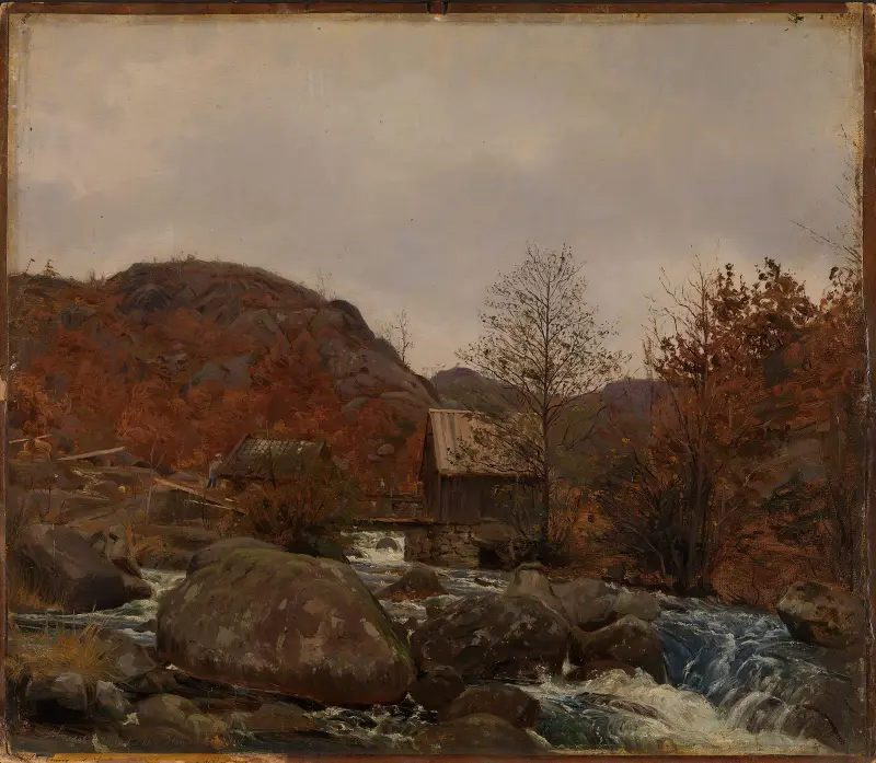 Mill at Frostestad near Mandal av Amaldus Nielsen