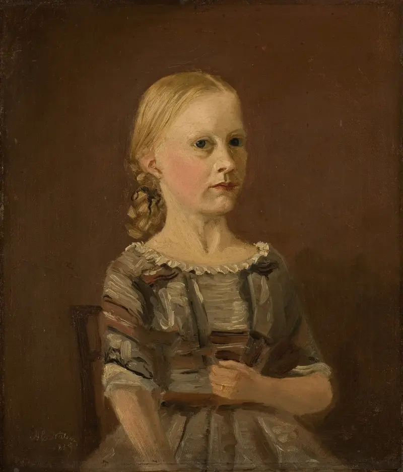 Portrett av kunstnerens kusine fru Caterine Kamstrup (12 år) av Amaldus Nielsen