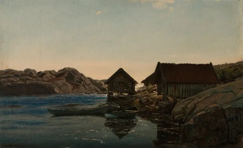 Sjøboder, Lindesnes av Amaldus Nielsen
