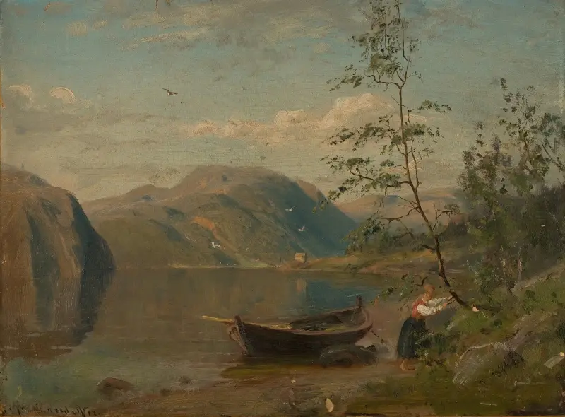 Strandparti, Hardanger av Amaldus Nielsen