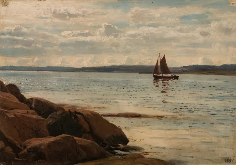 Strandparti, Hvaler av Amaldus Nielsen