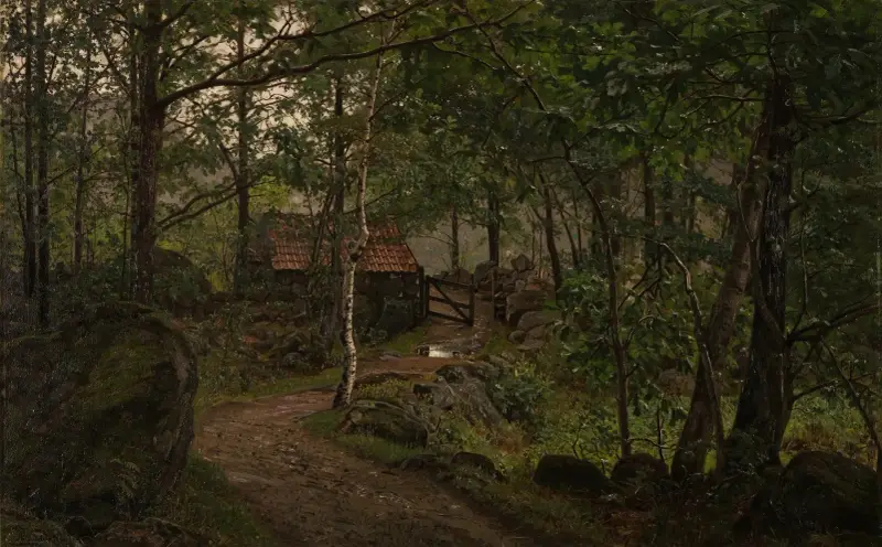 Under träden, Hoven vid Mandal av Amaldus Nielsen
