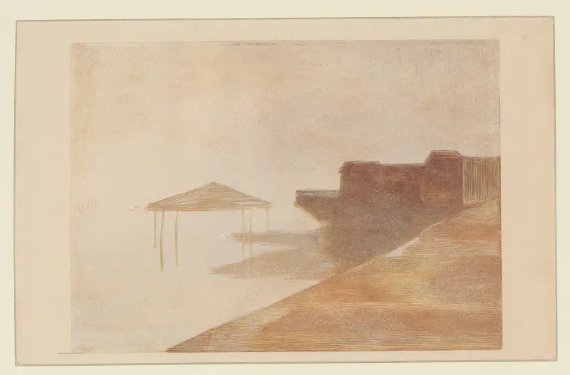 Morgondimma, Villers-sur-Mer av Amédée Joyau